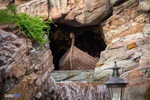 Waterfall and Boat - Maelstrom - Epcot Attraction