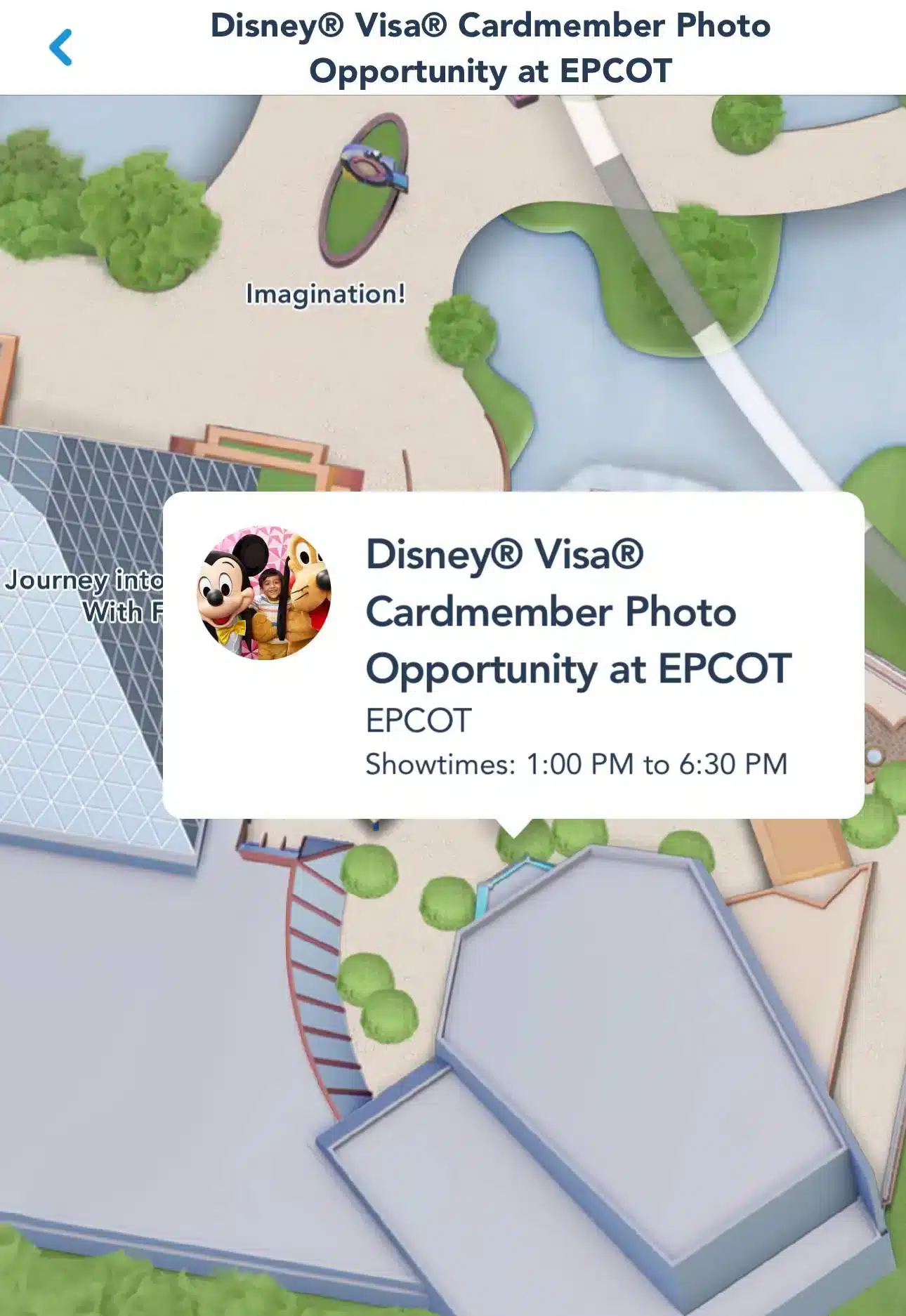 Disney Visa Cardmember Photo Op at EPCOT Map