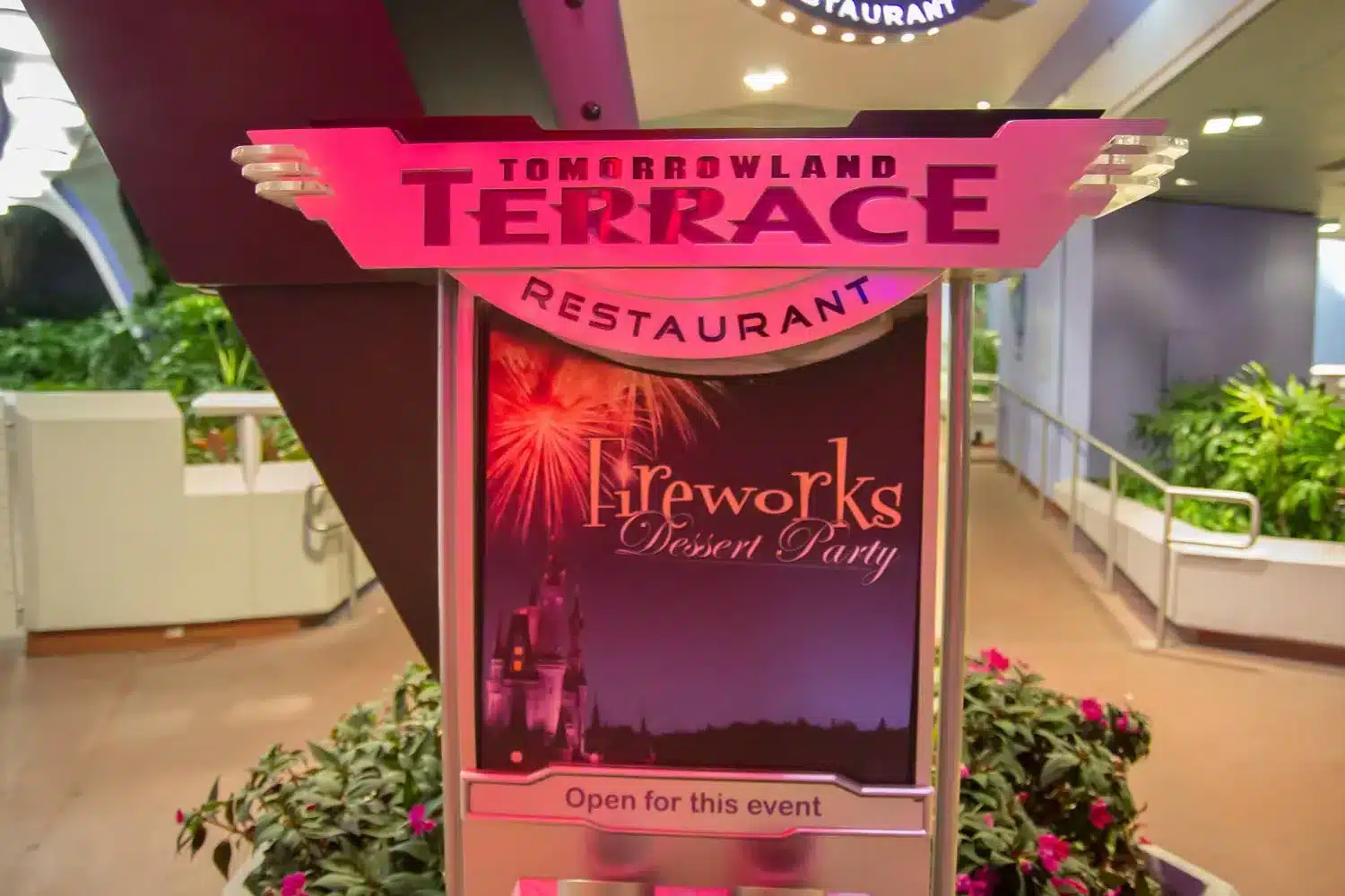Tomorrowland Terrace - Fireworks Dessert Party Sign - Magic Kingdom