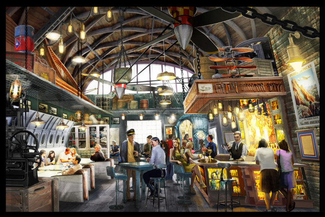 Jock Lindsey's Hangar Bar - Concept Art Interior - Indiana Jones Bar at Downtown Disney Bar