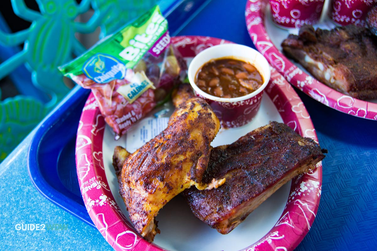 Huge portions - chicken and rib combo at Flame Tree BBQ at Animal Kingdom in Walt Disney World