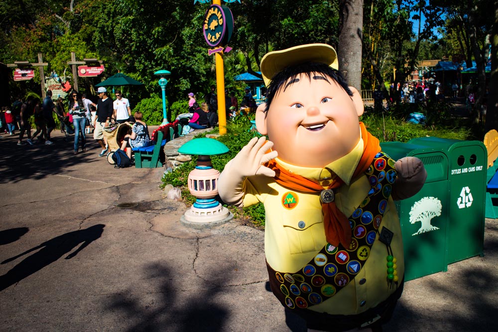 Russel from Up waves at Animal Kingdom