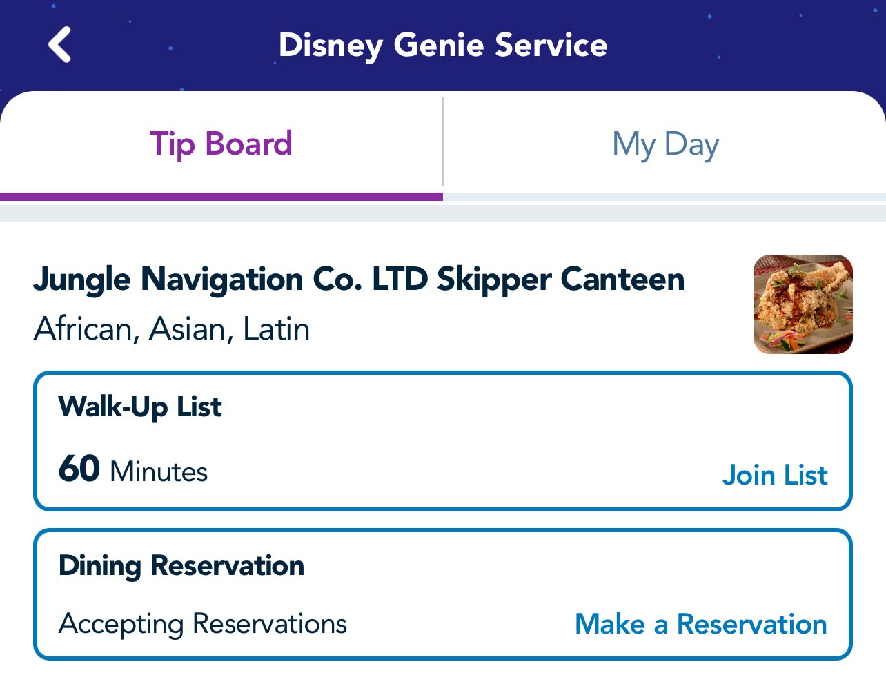 Dining Reservations - Disney Genie Guide