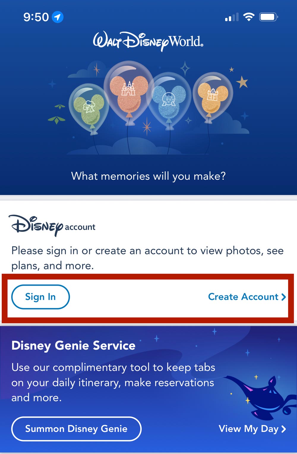 Login Screen - Disney World App