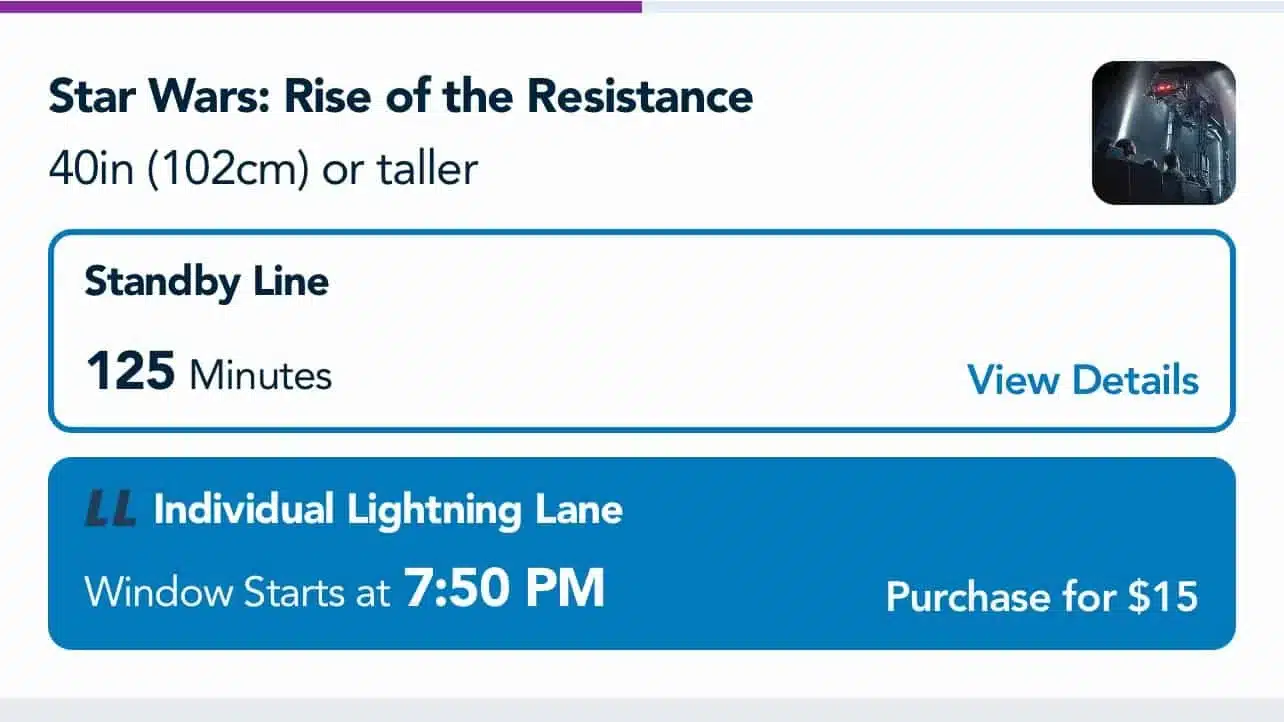 Rise of the Resistance Lightning Lane Pricing