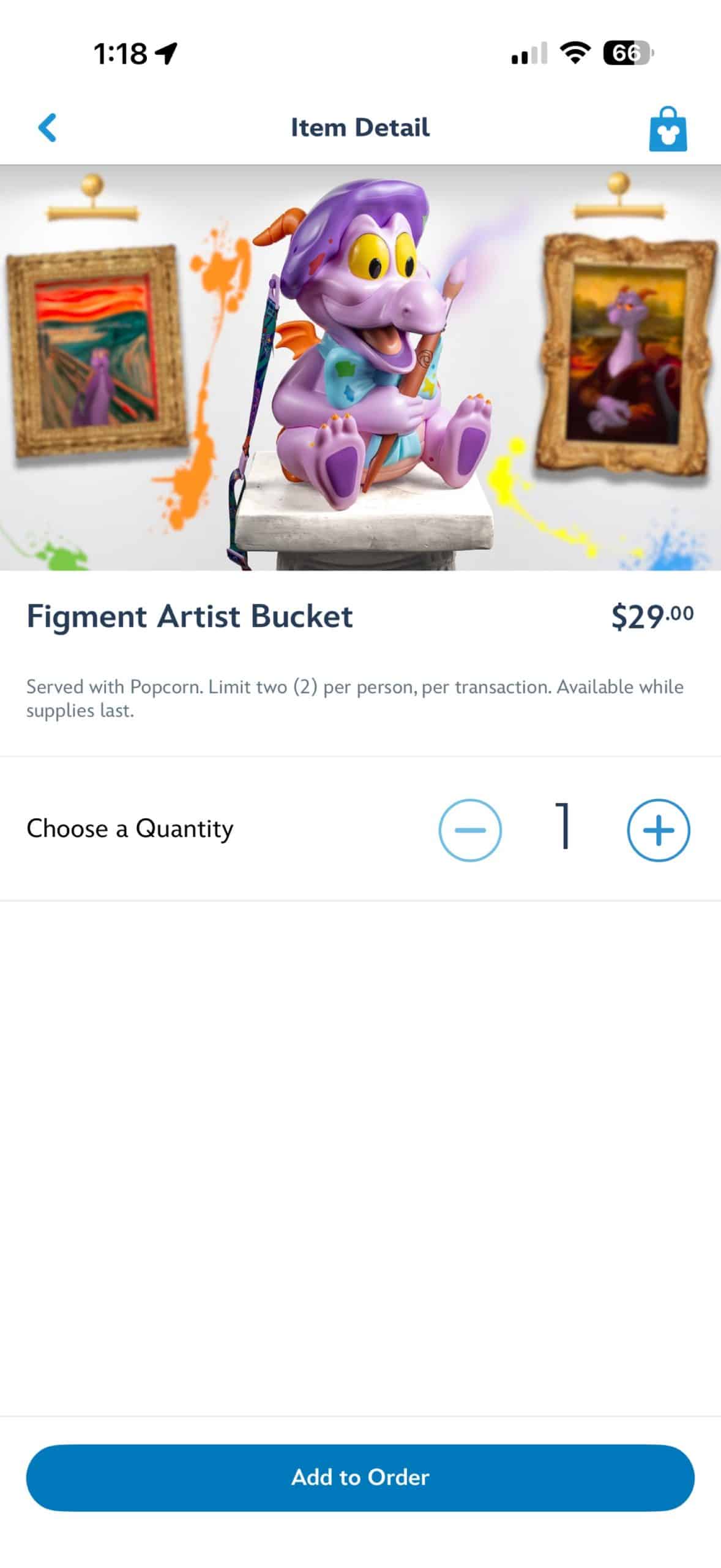 Disney World App - Figment Artist Bucket