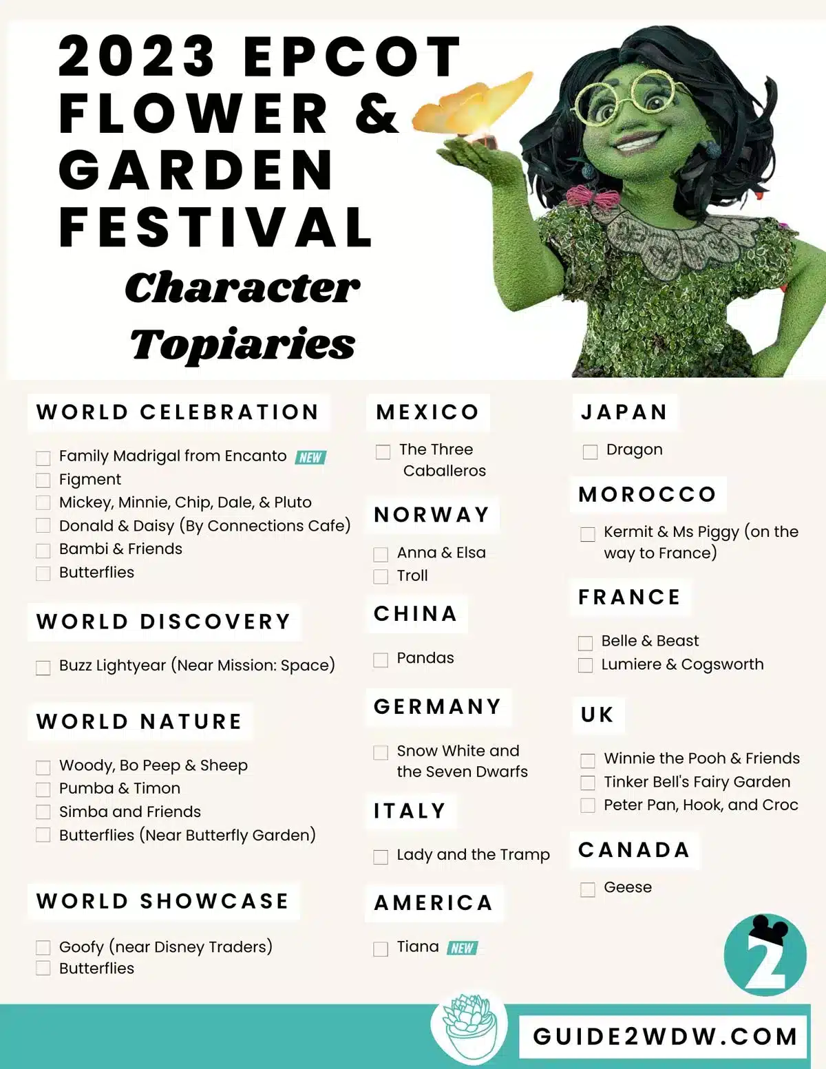 2023 EPCOT Flower and Garden Character Topiary Scavenger Hunt - Guide2WDW