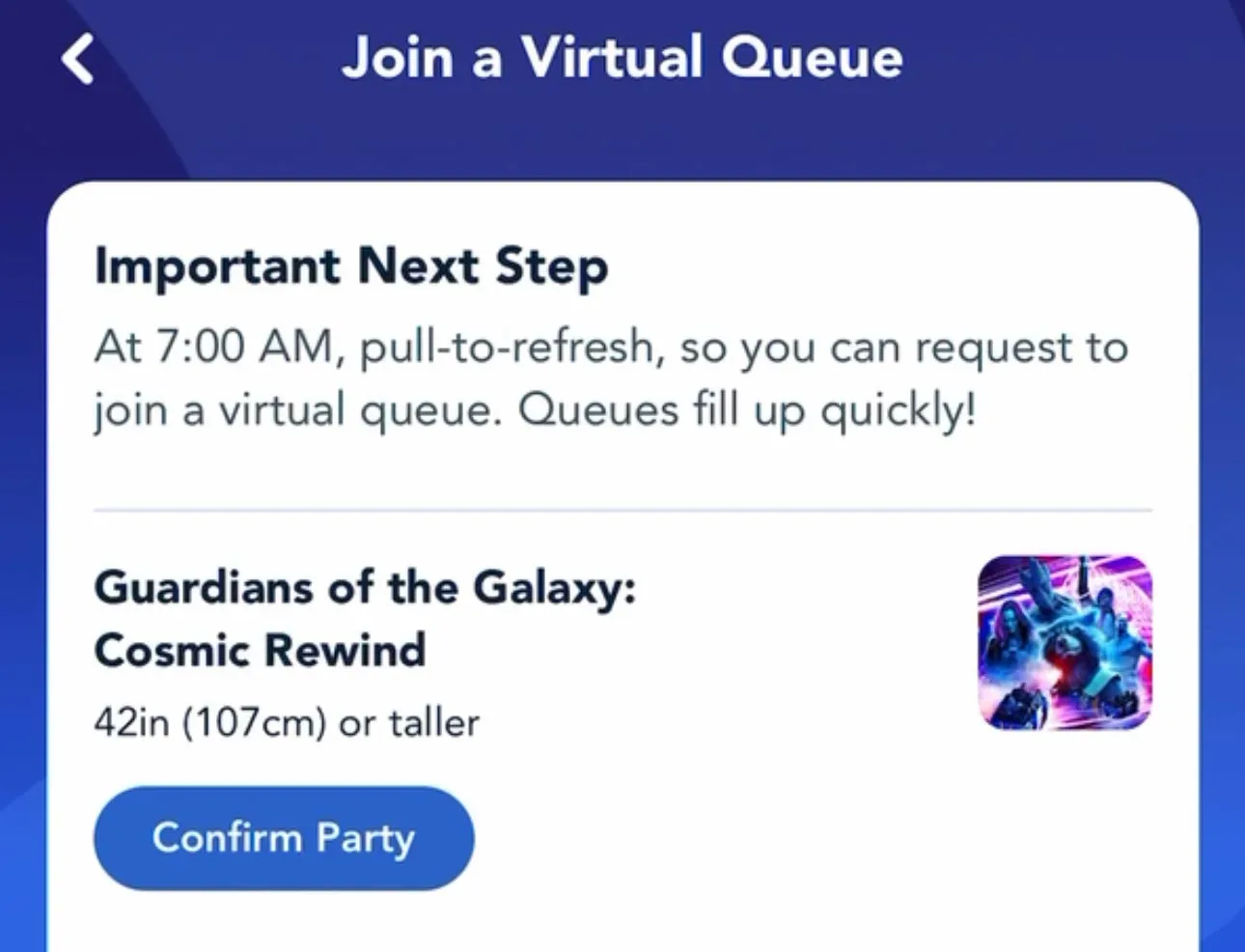 Confirm Your Party - Disney World Virtual Queue Guide