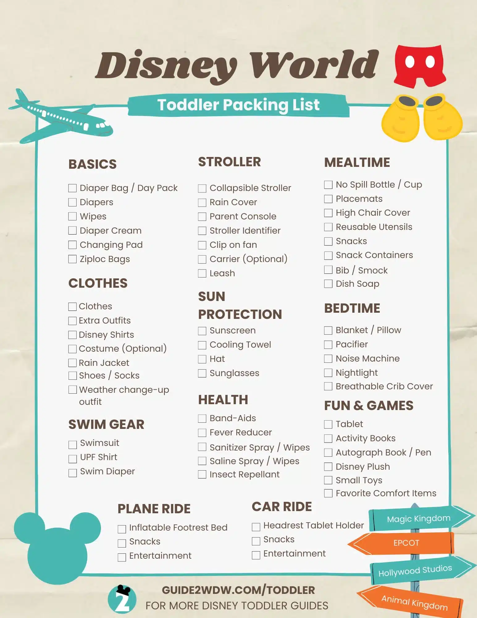Guide2WDW Toddler Packing List for Disney World
