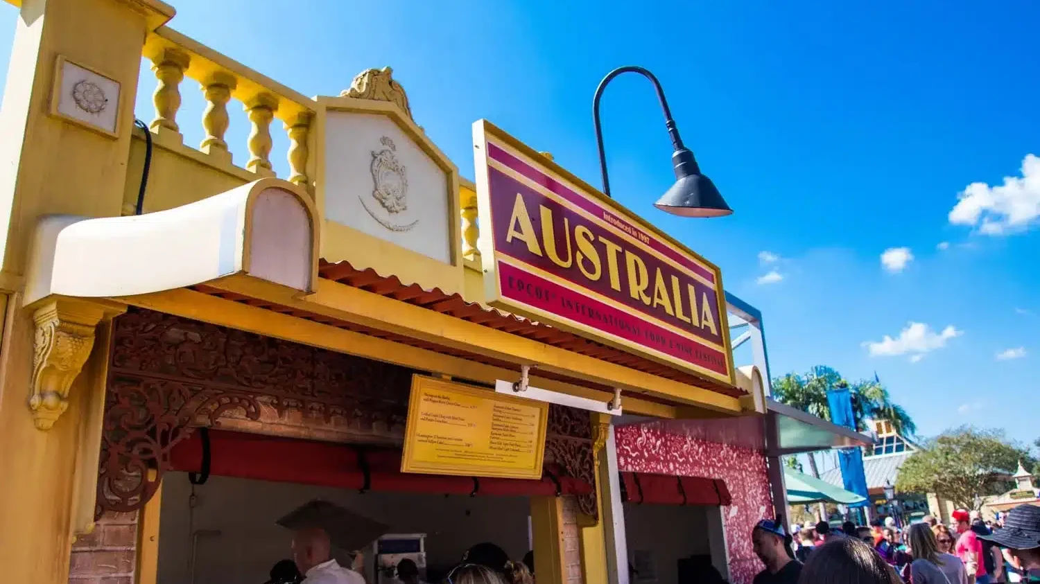 Outside of the Australia Food Booth at the EPCOT Food & Wine Festival at Disney World