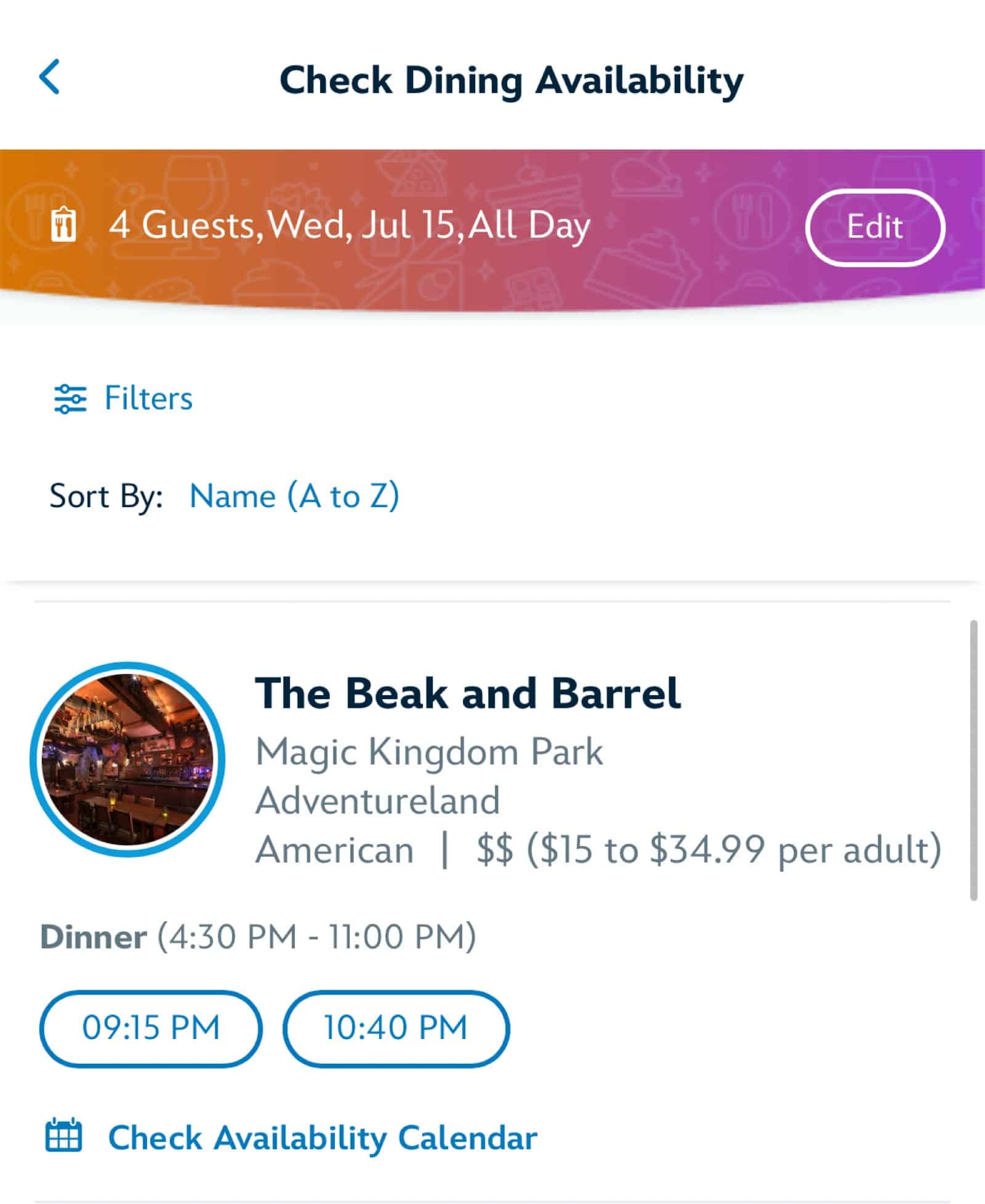 Disney World Dining Reservations in the App - Guide2WDW
