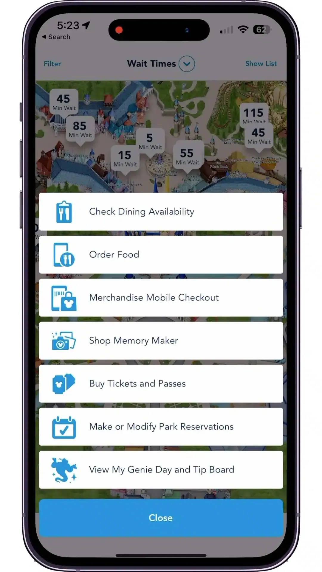 Check Dining Availability - Disney World App