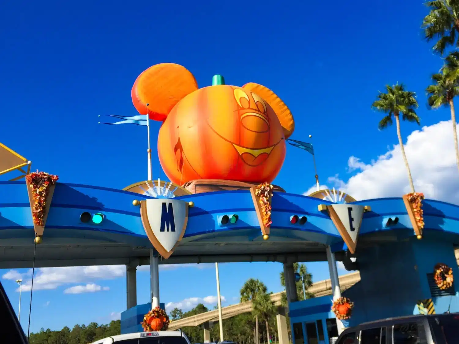 Mickey's Not So Scary - Magic Kingdom Toll Plaza with Mickey Pumpkin on top