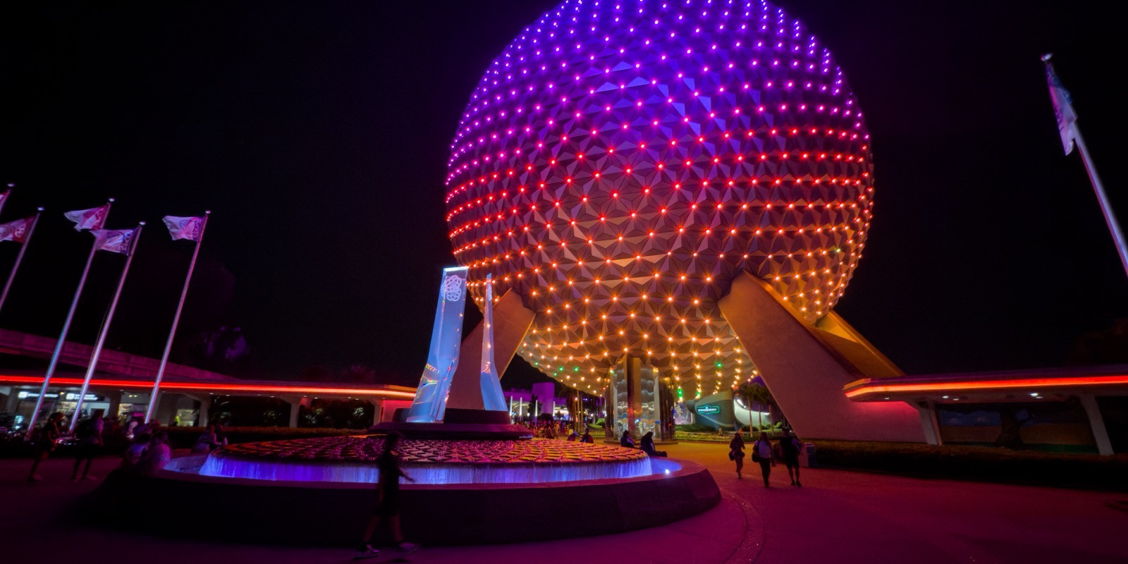 Spaceship Earth at Night Wide