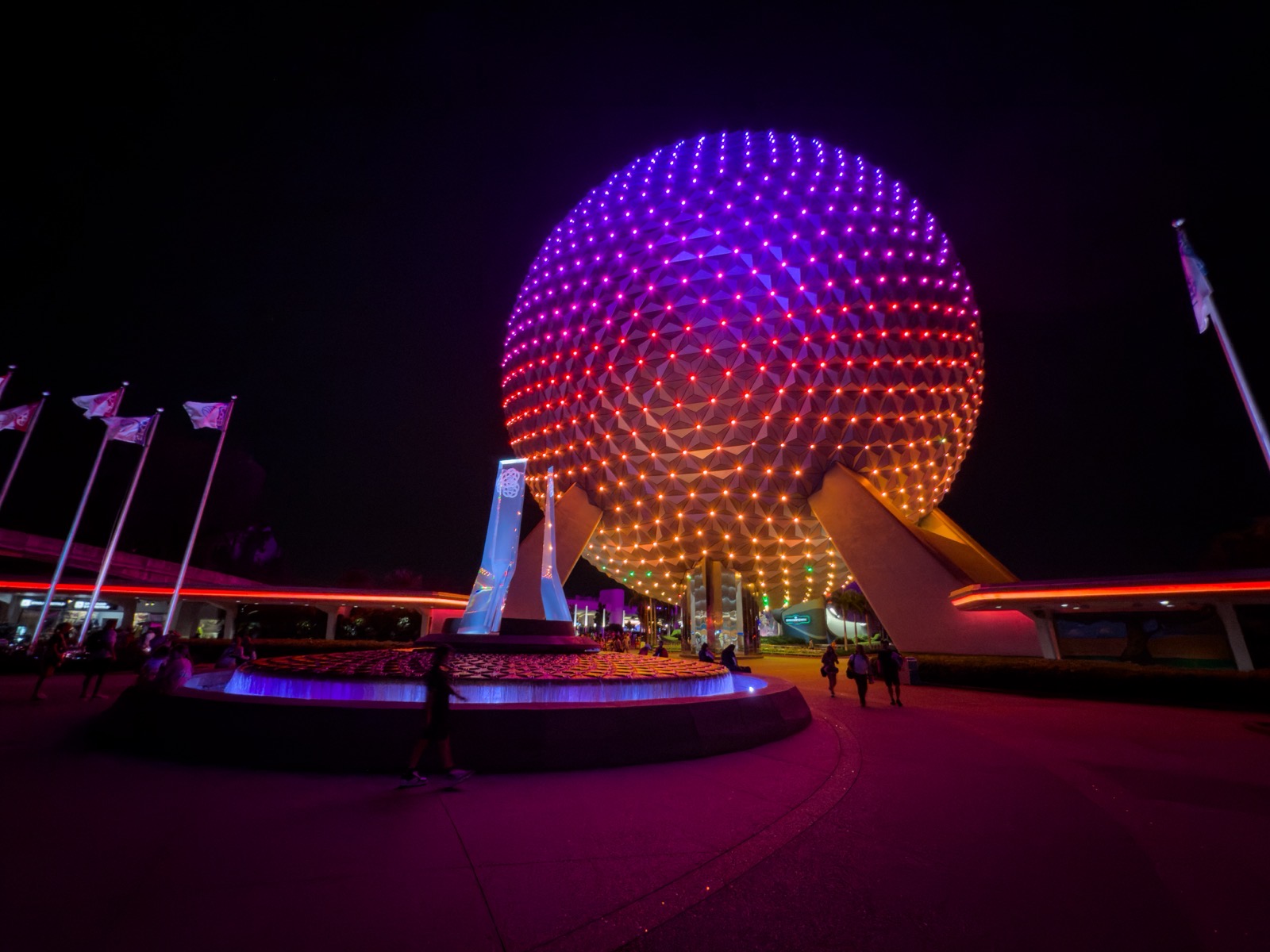 Spaceship Earth at Night Wide