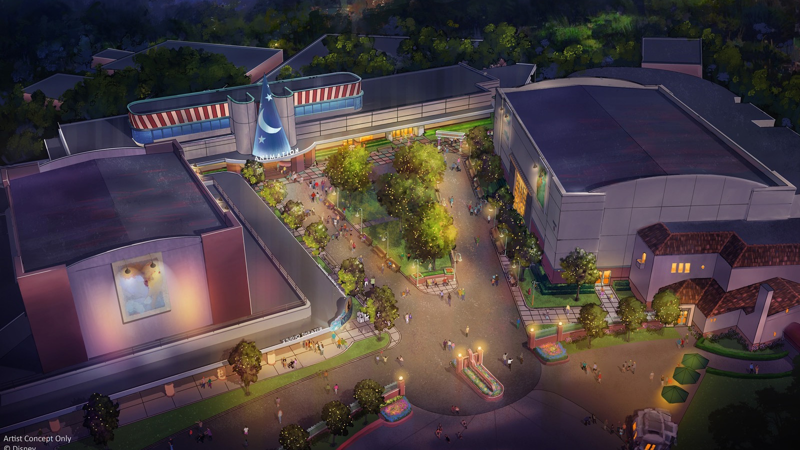 Disney Studio Lot Birds eye night