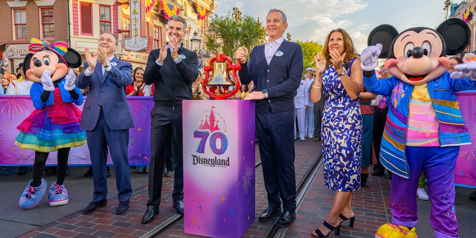 Josh D'amaro and Bob Iger at Disneyland 70 celebration